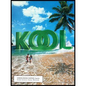 1995 Kiil Cigarettes Vintage Print Ad Couple Palm Tree Beach Surf Waves Wall Art